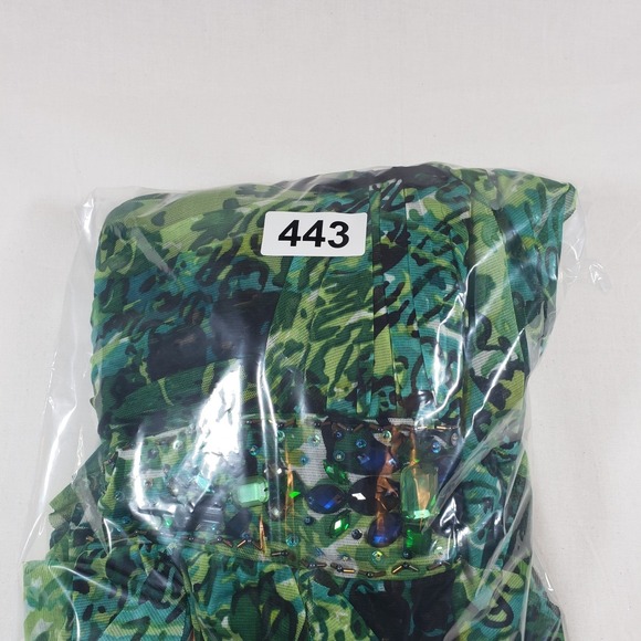 Deb Green Abstract Print Strapless Jewel Embellished Prom Gown - Picture 6 of 6